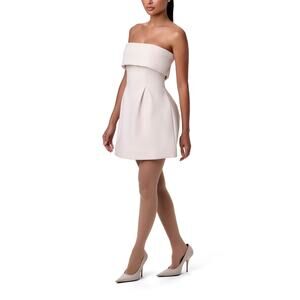 Naked Wardrobe Size M Cream Suiting Strapless Mini Dress